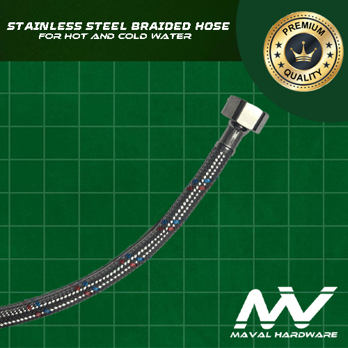 High quality stainless steel braided hose, kitchen shower bathroom, hot and cold water, 50cm (20")