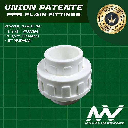 PPR Fittings : Union Patente 1 1/4" (40mm) , 1 1/2" (50mm) , 2" (63mm)