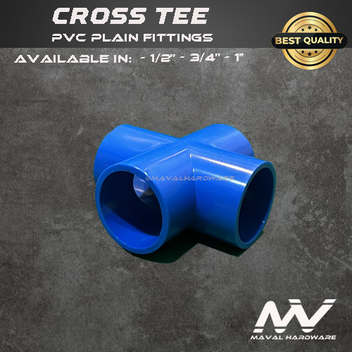 PVC Blue Fittings - Cross Tee; 1/2", 3/4", 1"