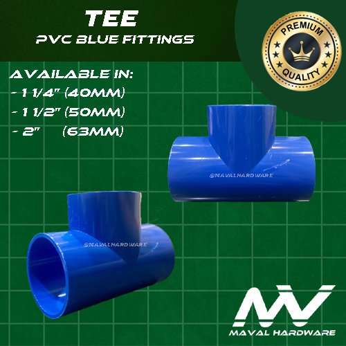 PVC Fittings - Coupling, Tee, EIbow, End Cap, Plug, Threaded PVC Blue Fittings 1 1/4", 1 1/2", 2"