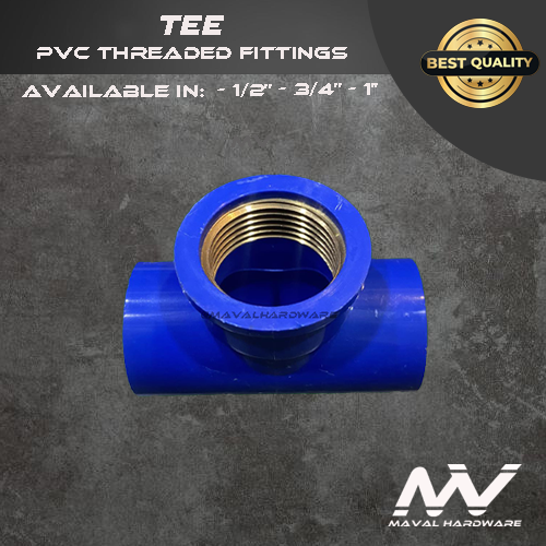 PVC Blue Fittings - (Female Brass Threaded) Coupling, Tee, EIbow; 1/2", 3/4", 1"