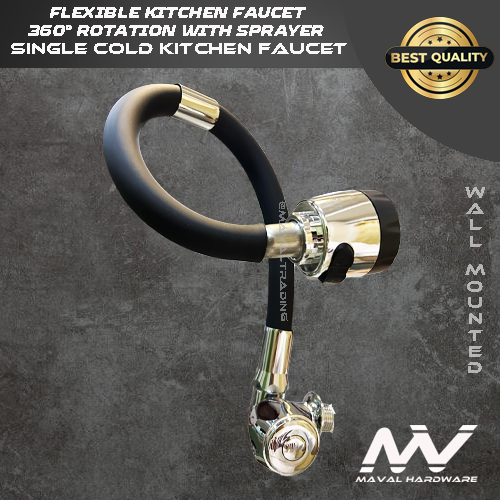 MV Kitchen Faucet 360° Flexible with Sprayer; Single Cold Kitchen Faucet; Polished Chrome Finish
