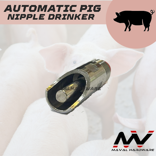 Stainless Steel Automatic Pig Drinker Waterer / Dispenser (Red Cap)