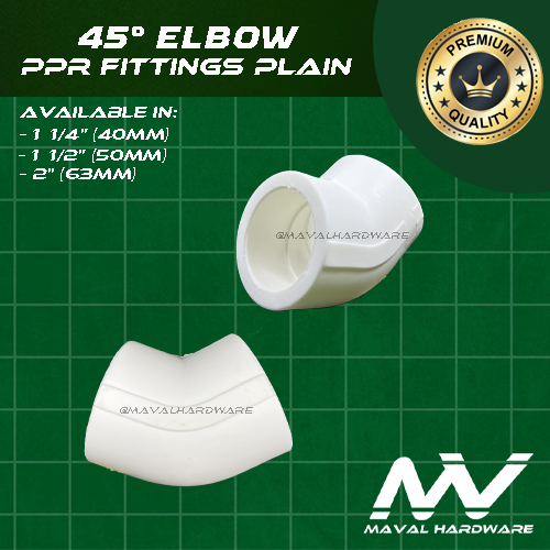 PPR Fittings Plain : Elbow / Coupling / Tee / End Cap / 1 1/4" (40mm); 1 1/2" (50mm); 2" (63mm)
