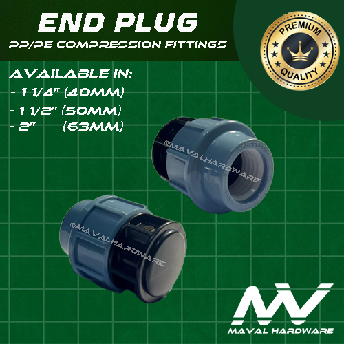 PE/PP Compression Fittings - Elbow, Coupling, Tee, Ball Valve, End Cap, Adaptors 1 1/4", 1 1/2", 2"