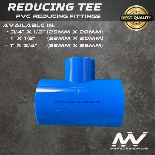 PVC Blue Fittings - Reduce Coupling, Reduce Tee, Reduce EIbow, Reduce Bushing; 3/4x1/2, 1x1/2, 1x3/4