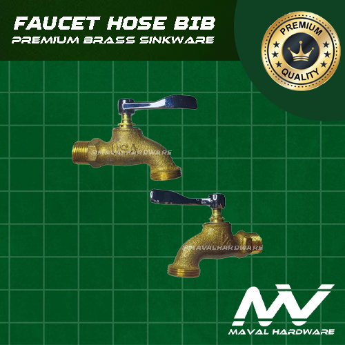 Sink Faucet | Plain Faucet Bib | Faucet Hose Bib - Brass body with Iron Spindle Zinc Handle; 1/2"