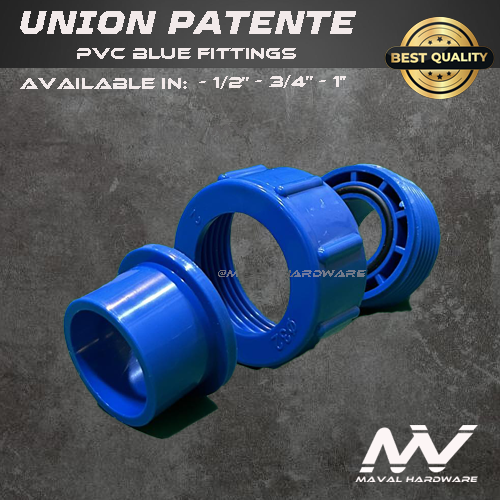 PVC Blue Fittings - Union Patente; 1/2", 3/4", 1"