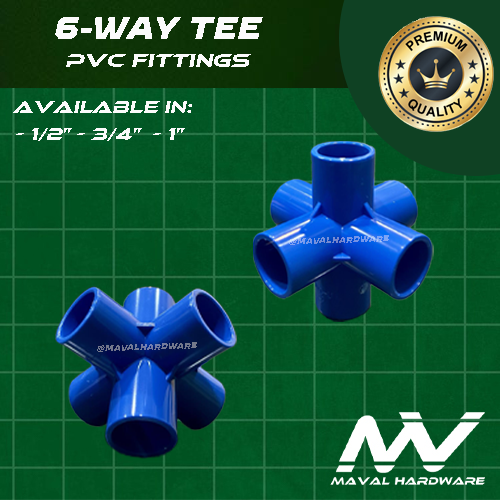 PVC Blue Fittings: 3-Way, 4-Way, 5-Way, 6-Way Tee; 1/2" (20mm) , 3/4" (25mm), 1" (32mm)