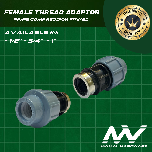 PE / PP Compression Fittings PN16 - Elbow, Coupling, Tee, Ball Valve, End Cap 1/2", 3/4", 1"