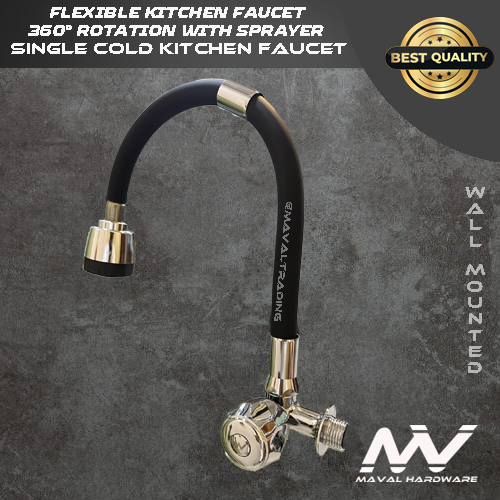 MV Kitchen Faucet 360° Flexible with Sprayer; Single Cold Kitchen Faucet; Polished Chrome Finish