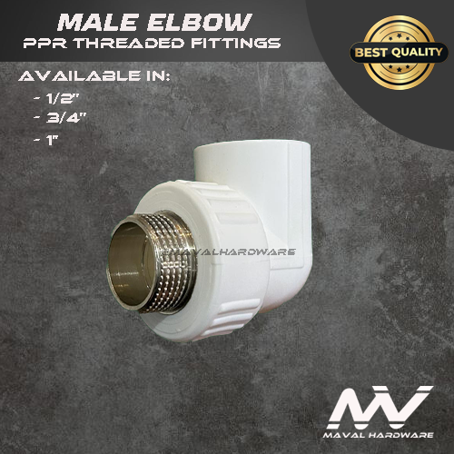 PPR Threaded Fittings: Male & Female Elbow / Male & Female Coupling / Male & Female Tee, 1/2'', 3/4'', 1''