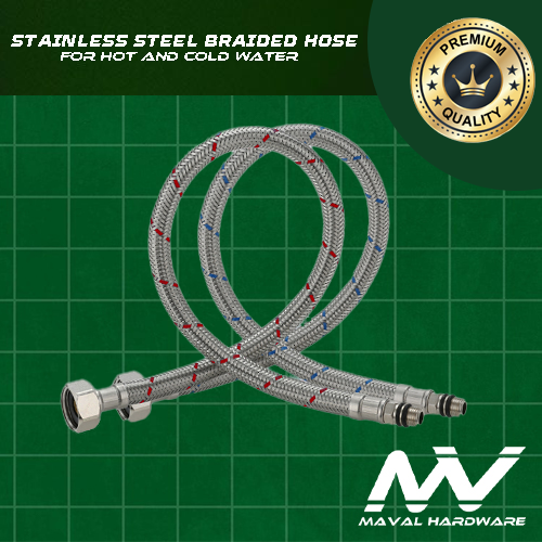 High quality stainless steel braided hose, kitchen shower bathroom, hot and cold water, 50cm (20")