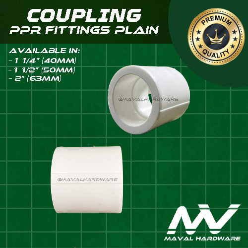 PPR Fittings Plain : Elbow / Coupling / Tee / End Cap / 1 1/4" (40mm); 1 1/2" (50mm); 2" (63mm)
