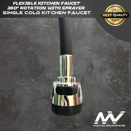 MV Kitchen Faucet 360° Flexible with Sprayer; Single Cold Kitchen Faucet; Polished Chrome Finish