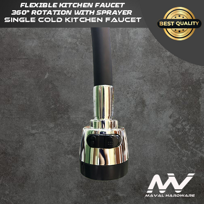 MV Kitchen Faucet 360° Flexible with Sprayer; Single Cold Kitchen Faucet; Polished Chrome Finish
