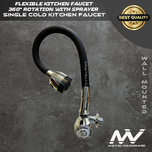 MV Kitchen Faucet 360° Flexible with Sprayer; Single Cold Kitchen Faucet; Polished Chrome Finish