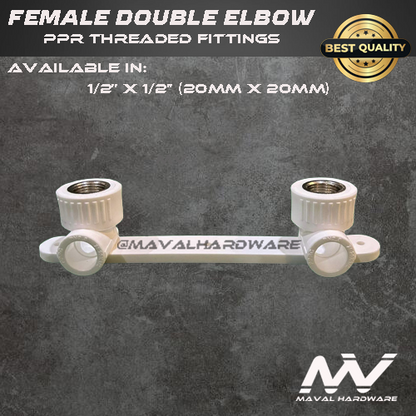 PPR Fittings Threaded Female Double Elbow L1/2'' x 1/2''F (20mm x 20mm)