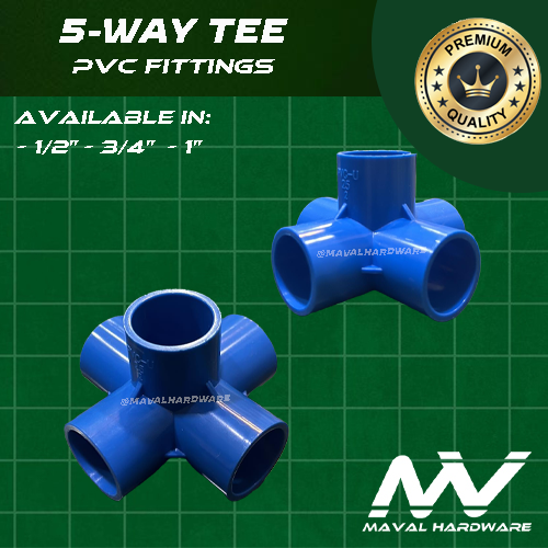 PVC Blue Fittings: 3-Way, 4-Way, 5-Way, 6-Way Tee; 1/2" (20mm) , 3/4" (25mm), 1" (32mm)