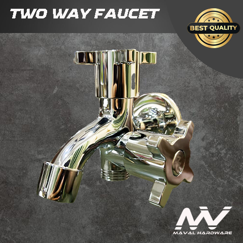 MV One / Two Way Bibcock Wall-Mounted Faucet with Escutcheon plate 1/2" (Wash Machine, Two-way)