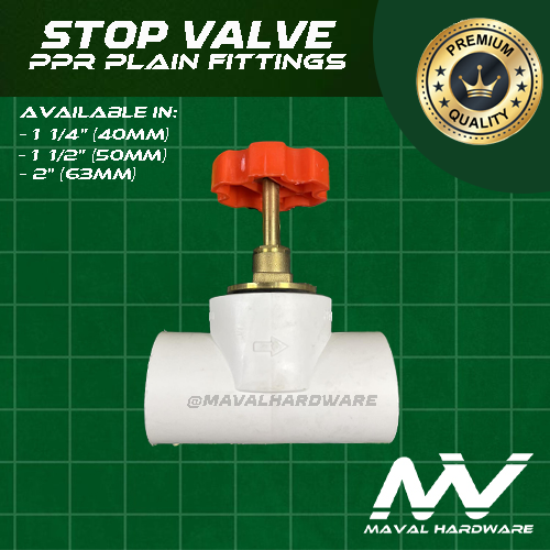 PPR Fittings Stop Valve : 1 1/4" (40mm) , 1 1/2" (50mm) , 2" (63mm)