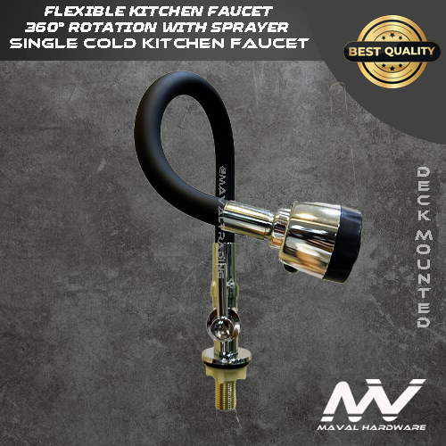 MV Kitchen Faucet 360° Flexible with Sprayer; Single Cold Kitchen Faucet; Polished Chrome Finish