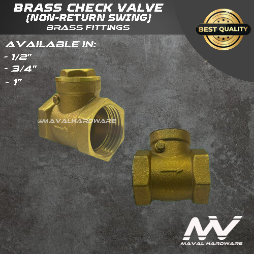 Brass Valves : Check Valves (Swing or Vertical);  Gate Valves; Ball Valves; 1/2", 3/4", 1