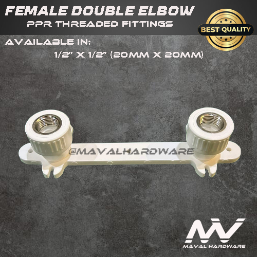 PPR Fittings Threaded Female Double Elbow L1/2'' x 1/2''F (20mm x 20mm)