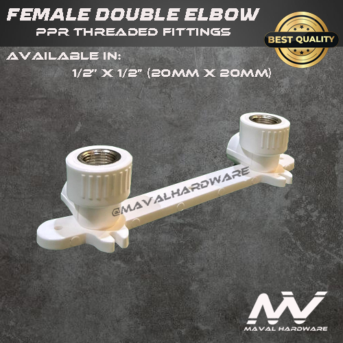 PPR Fittings Threaded Female Double Elbow L1/2'' x 1/2''F (20mm x 20mm)