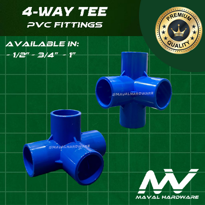 PVC Blue Fittings: 3-Way, 4-Way, 5-Way, 6-Way Tee; 1/2" (20mm) , 3/4" (25mm), 1" (32mm)