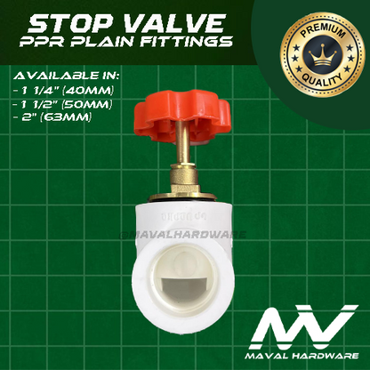 PPR Fittings Stop Valve : 1 1/4" (40mm) , 1 1/2" (50mm) , 2" (63mm)