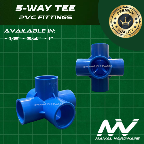PVC Blue Fittings: 3-Way, 4-Way, 5-Way, 6-Way Tee; 1/2" (20mm) , 3/4" (25mm), 1" (32mm)