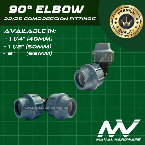 PE/PP Compression Fittings - Elbow, Coupling, Tee, Ball Valve, End Cap, Adaptors 1 1/4", 1 1/2", 2"