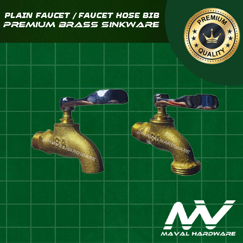 Sink Faucet | Plain Faucet Bib | Faucet Hose Bib - Brass body with Iron Spindle Zinc Handle; 1/2"