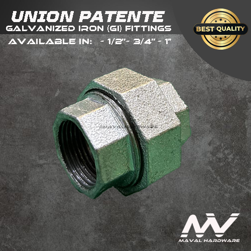 Galvanized Iron (GI) Fittings - Union Patente , 1/2"; 3/4"; 1"