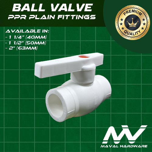 PPR Fittings : Ball Valve (Brass) : 1 1/4" (40mm), 1 1/2" (50mm), 2" (63mm)