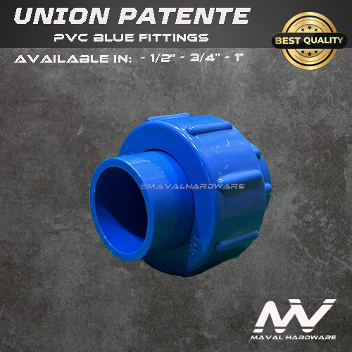 PVC Blue Fittings - Union Patente; 1/2", 3/4", 1"