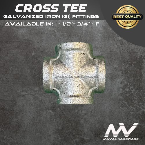 Galvanized Iron (GI) fittings - Cross Tee - 1/2"; 3/4"; 1"