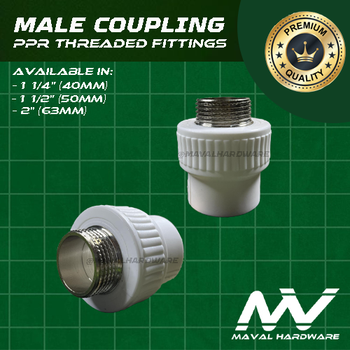 PPR Threaded Fittings:(Male & Female): Elbow / Coupling / Tee : 1 1/4"(40mm), 1 1/2"(50mm), 2"(63mm)