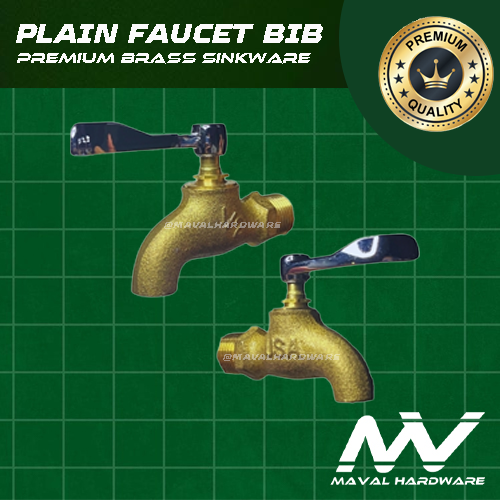Sink Faucet | Plain Faucet Bib | Faucet Hose Bib - Brass body with Iron Spindle Zinc Handle; 1/2"