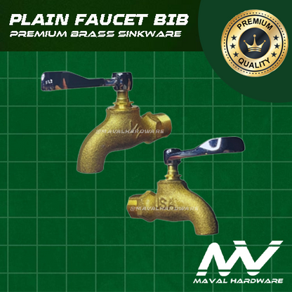 Sink Faucet | Plain Faucet Bib | Faucet Hose Bib - Brass body with Iron Spindle Zinc Handle; 1/2"