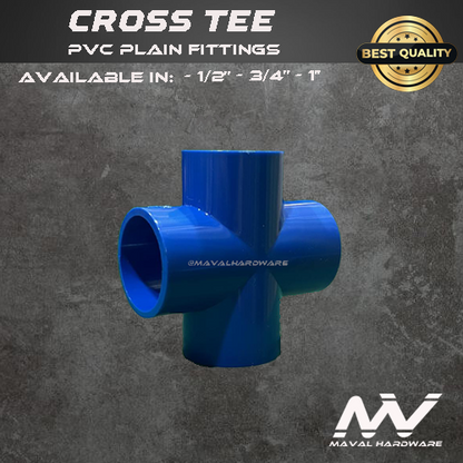 PVC Blue Fittings - Cross Tee; 1/2", 3/4", 1"