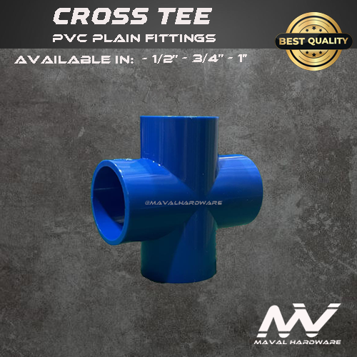 PVC Blue Fittings - Cross Tee; 1/2", 3/4", 1"