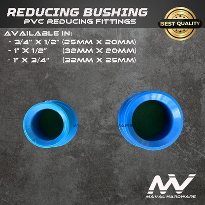 PVC Blue Fittings - Reduce Coupling, Reduce Tee, Reduce EIbow, Reduce Bushing; 3/4x1/2, 1x1/2, 1x3/4