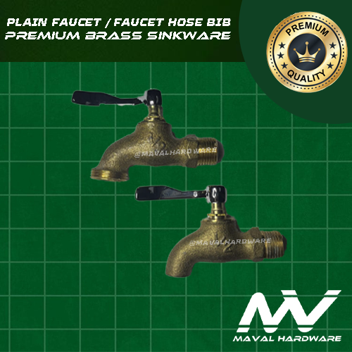 Sink Faucet | Plain Faucet Bib | Faucet Hose Bib - Brass body with Iron Spindle Zinc Handle; 1/2"