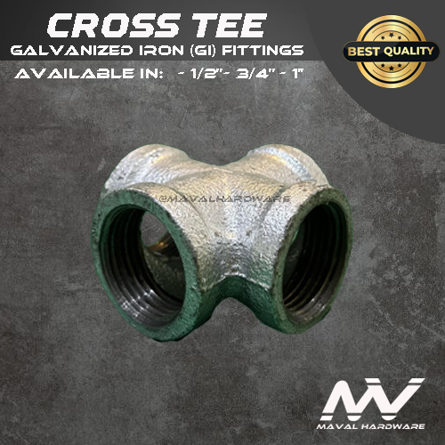 Galvanized Iron (GI) fittings - Cross Tee - 1/2"; 3/4"; 1"