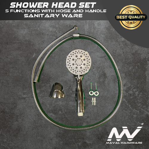 Shower Head Set 5 Functions Pressurized Bathroom with Hose and Handle