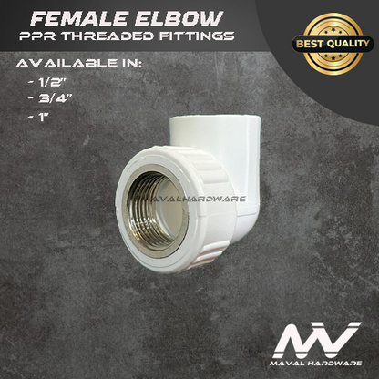 PPR Threaded Fittings: Male & Female Elbow / Male & Female Coupling / Male & Female Tee, 1/2'', 3/4'', 1''