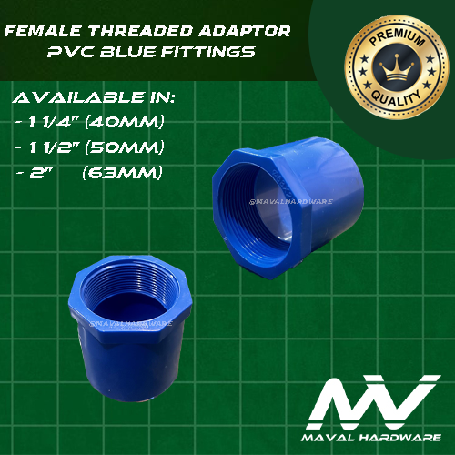 PVC Fittings - Coupling, Tee, EIbow, End Cap, Plug, Threaded PVC Blue Fittings 1 1/4", 1 1/2", 2"