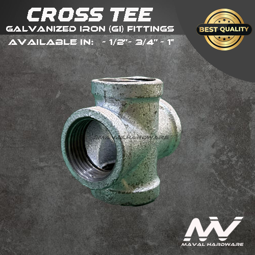 Galvanized Iron (GI) fittings - Cross Tee - 1/2"; 3/4"; 1"